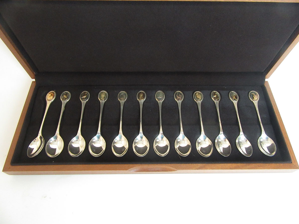 A set of twelve RSPB silver collector spoons having bird cameo finials. - Image 2 of 2