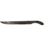 A 19th century Ceylonese Piha Kaetta knife, the straight fullered blade with scrolling decoration,
