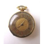 A George IV 18ct gold fuse pocket watch having an ornate case with chased floral and engine turned