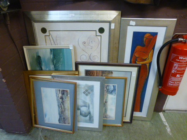 A selection of framed and glazed prints on various subjects