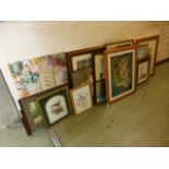 A selection of framed prints, tapestry, canvases etc.