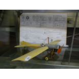 A hand crafted airplane with instructions