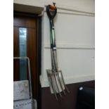 A stainless digging fork and spade