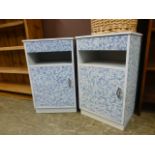 A pair of up cycled bedside cabinets