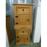 A pair of pine bedside cabinets