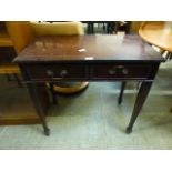 A mahogany effect side table with single drawer