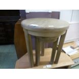 Two circular oak occasional tables (20.