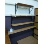 Four metal and wicker wall mounted shelves