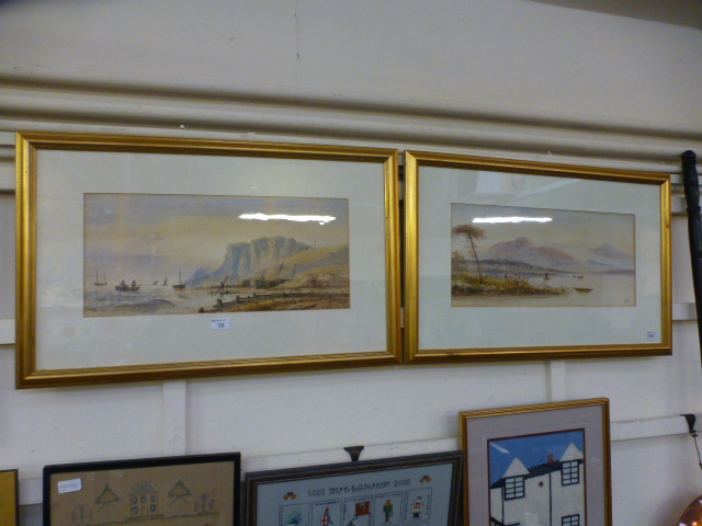 19th century British school, waterside fishing scenes, signed indistinctly, watercolour,