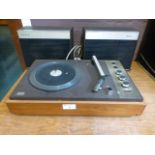 A Philips turntable with two speakers