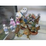 A selection of ceramic to include owls, birds,
