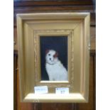 A gilt framed oil on board of Caesar - King Edwards favourite dog,