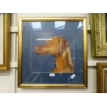 A framed and glazed pastel of a dog
