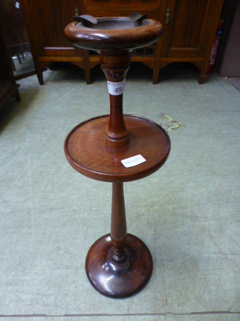 An early 20th century turned beech ashtray on stand