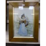 A framed and glazed 19th century painting on glass of lady in period dress