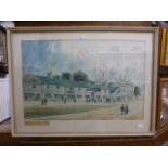 A framed and glazed watercolour of Moseley village 1870,