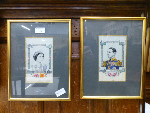 A pair of framed and glazed Stevengraphs of King George VI and Queen Elizabeth