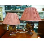 A pair of reproduction Italian style table lamps with shades