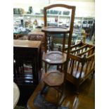 An early 20th century three tier folding cake stand