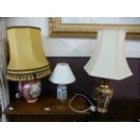 Three reproduction ceramic table lamps