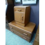 A mid 20th century oak bedside chest along with a low level two drawer chest
