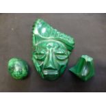 Three pieces of malachite