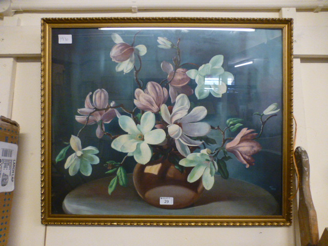 A framed and glazed print of still life after Wilf Walker