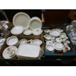 Three trays of mid-20th century stoneware tableware to include plates, tureens etc.