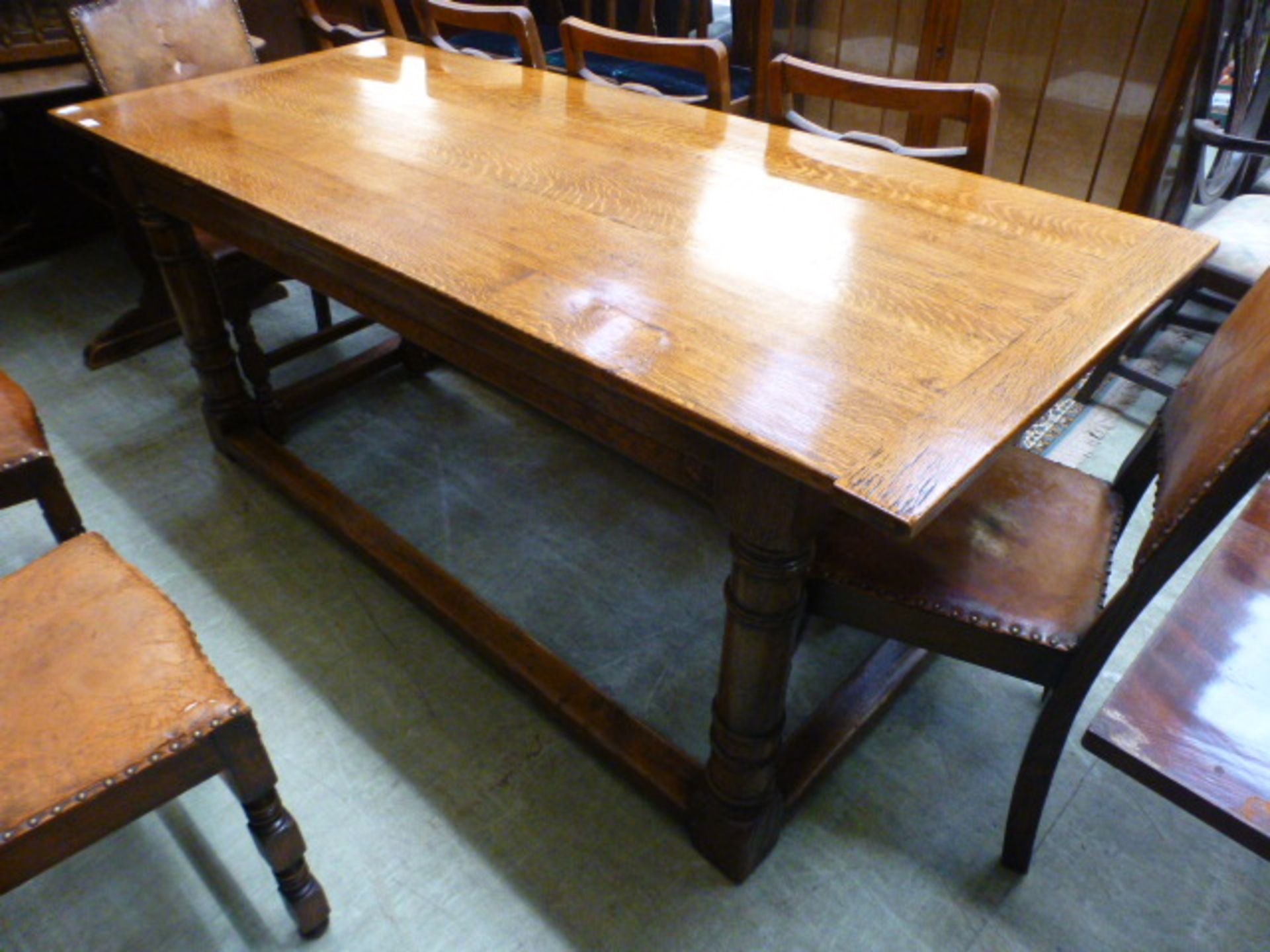 A high quality reproduction 17th century style oak refectory table,
