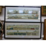 A pair of framed and glazed steam engine prints 'Travelling on the Liverpool and Manchester railway