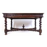 A late Victorian oak library table,