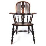 A 19th century ash, elm and beech Windsor chair,