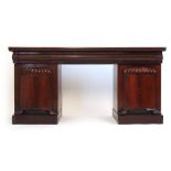 A 19th century mahogany twin pedestal sideboard,