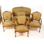 A Louis XV style giltwood salon suite, late 19th century,