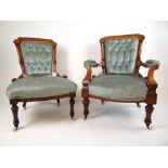 A pair of Edwardian walnut, amboyna,