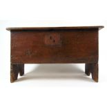 A late 17th century oak six plank coffer, the moulded top lifting to reveal a vacant interior, h.