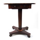 An early 19th century rosewood occasional table, the top over a single drawer,