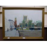 A framed oil on canvas of Hull city,