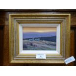 A framed oil on board of sheep signed bottom left Donna Crawshaw