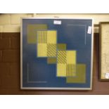 A framed and glazed mid 20th century geometric needlework