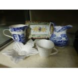 An assortment of Spode ceramics to include blue and white jug and mug