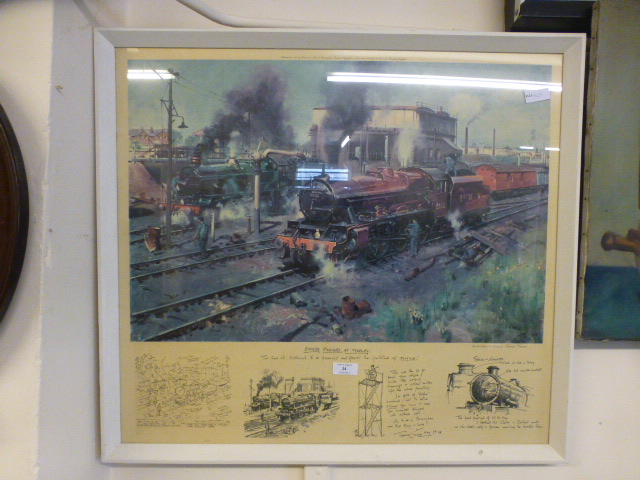 A framed and glazed Cuneo print 'Express Engines at Tyseley'