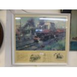 A framed and glazed Cuneo print 'Express Engines at Tyseley'