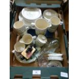 A tray of ceramic ware to include Hornsea , Wedgwood etc.