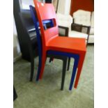 A set of three Italian PVC stacking chairs