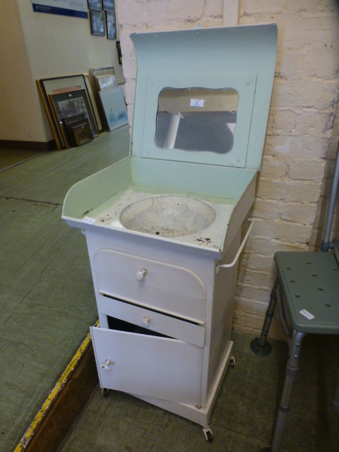 A mid 20th century French white painted metal washstand,