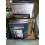 A tray of assorted framed and glazed prints,