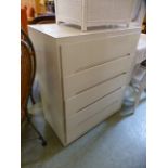 A white painted mid-20th century five drawer chest