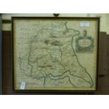 A framed and glazed map of East riding of Yorkshire,