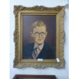 A gilt framed oil on board of gentleman with glasses signed bottom right